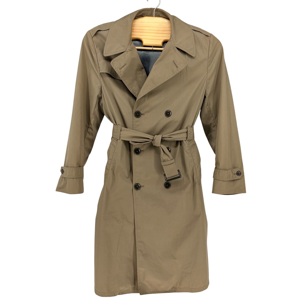 So-Sew Styles All-Weather Trench Coat 44L Khaki Military Double Breasted Belted